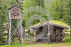 A log cabin and cache in alaska