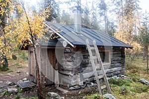 Log Cabin in in Deep Taiga Forest