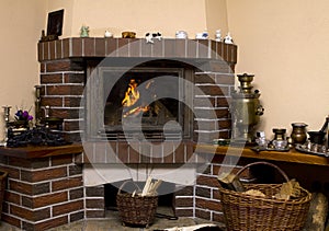 Log Cabin Fireplace