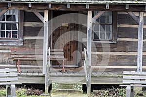 Log cabin front porch