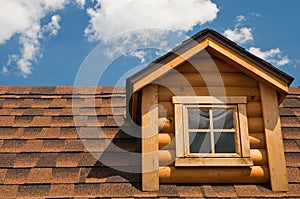 Log cabin gable and roof photo