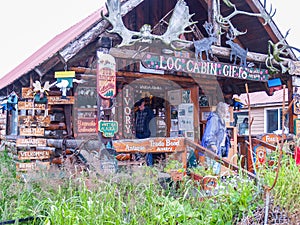 Log Cabin Gifts, tourist souvenir shop in Whittier Alaska, USA.