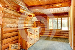 Log cabin house interior.