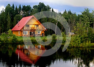 Log Cabin On A Lake photo