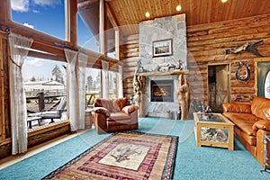 Log cabin living room