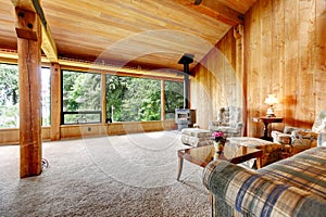 Log cabin living room
