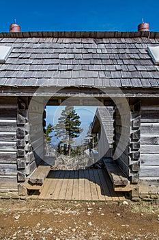 Through the Log Cabin on Mt LeConte