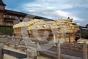 Log cabin of wood, construction of log house