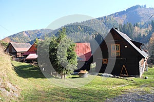 Log cabins in Nizna Boca village and municipality in Liptovsky Mikulas district, Slovakia