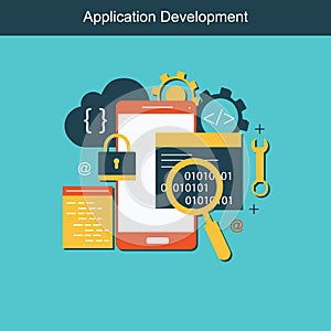Mobile and Software App Design and Development stock illustration