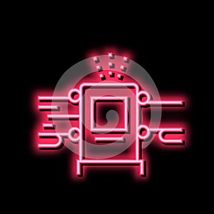 log debarking machine neon glow icon illustration