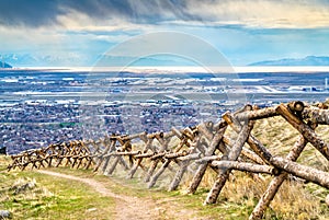 Log fence at Ensign Peak in Salt Lake City, Utah photo