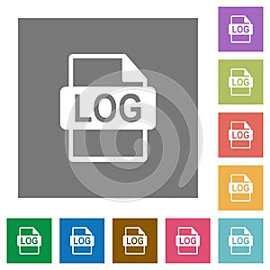 LOG file format square flat icons