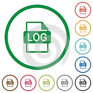 LOG file format outlined flat icons