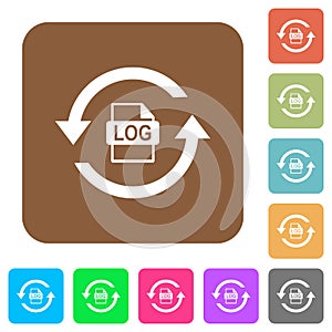 Log file rotation rounded square flat icons