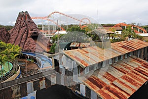 Log flume ride attraction abandoned