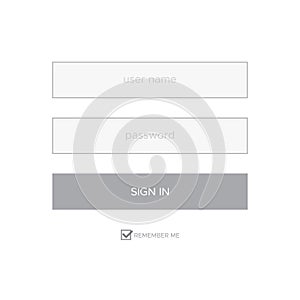 Log in Form Vector in Rectangle for UI Design