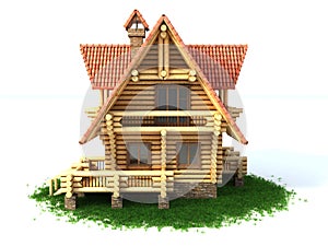 Log house 3d illustration