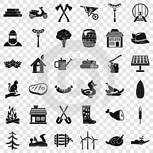 Log icons set, simple style