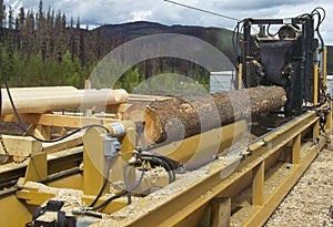Log Lathe with Raw Pine Log
