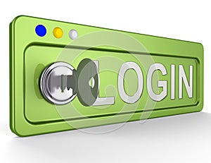 Log In Lock Shows Signin Signing In 3d Illustration