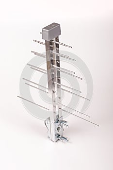 Log periodic antenna for UHF tv isolated on the white background