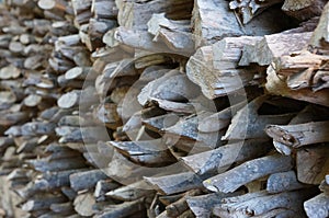 Log stack of the house in Chiangmai