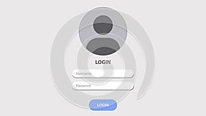 Log user interface, Login page, users typing passwords navigate, login access, username and password field, application sign in,
