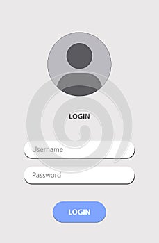 Log user interface, Mobile Login page, users typing passwords navigate, login access, username and password field, application