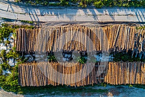 Log warehouse in the open air