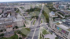 Logan Circle Square Fountain and Philadelphia Museum of Art Rocky Steps in Background. Pennsylvania I