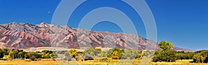 Logan Valley landscape views including Wellsville Mountains, Nibley, Hyrum, Providence and College Ward towns, home of Utah State