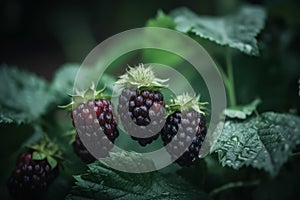 Loganberry black berry garden. Generate Ai