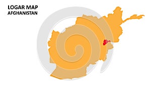 Logar State and regions map highlighted on Afghanistan map