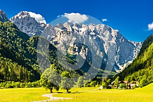 Logar valley or Logarska dolina in the Alps of Slovenia