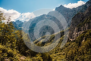 Logar valley or Logarska dolina, Slovenia, Europe. Hiking in savinja Alps and Slovenia mountain. Popular site for a hike in trigl