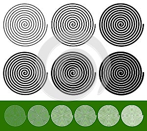 Logarithmic spirals with thinner and thicker lines photo