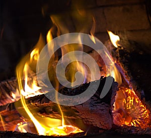 Logfire in fireplace