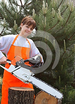 A logger with a chainsaw