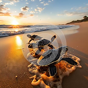 Loggerhead sea turtle hatchlings