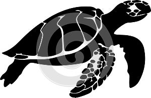 loggerhead turtle Black Silhouette Generative Ai