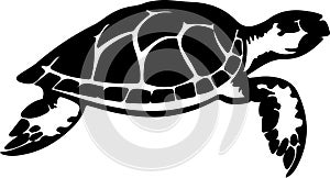 loggerhead turtle Black Silhouette Generative Ai