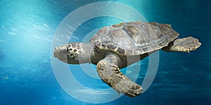 Loggerhead turtle under water