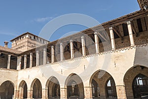 Loggia in main courtyard at Sforzesco Castle, Pandino