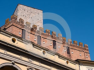 Loggia and Palazzo Ballati on Piazza Indipendenza, Siena