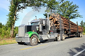 Logging truck traveling in Georgia, USA.