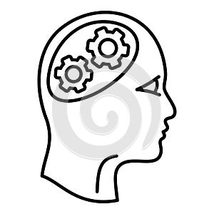 Logic brain icon, outline style