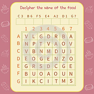Logic game for children. Decipher the name of the food