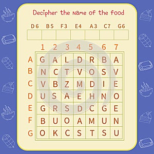 Logic game for children. Decipher the name of the food