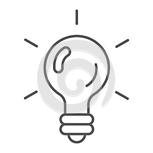 Logic game thin line icon, game and play, light bulb sign, vector graphics, a linear pattern on a white background.